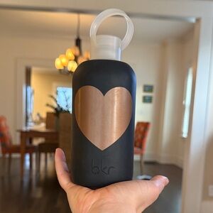 bkr Matte Black Bottle with Bronze Heart